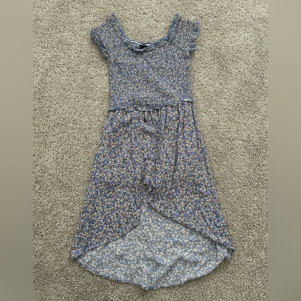 Art Class Blue Floral Girls High-Low Romper 10/12 Large